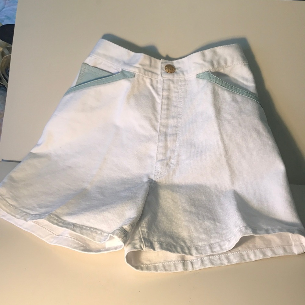 Vintage Isabella Sole USA leather/jean shorts/high waist